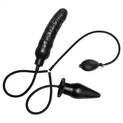 Master Series - Inflatable Plug &amp; Dildo. Nietypowy zestaw pompowany plug i dildo. 