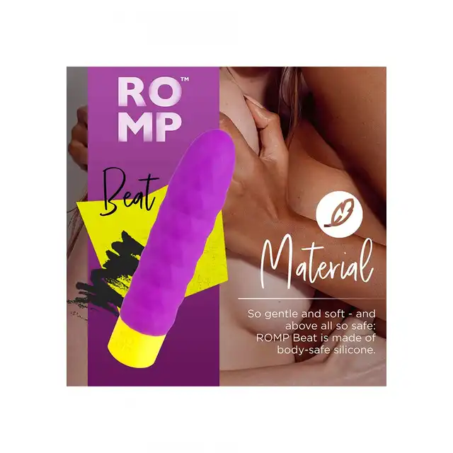 ROMP - Beat. Mini wibrator. 4 tryby silnych wibracji, 6 prędkości, wodoodporność, aksamitny silikon. 15 cm, kompaktowy rozmiar. 