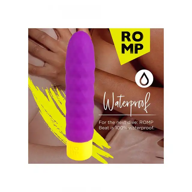ROMP - Beat. Mini wibrator. 4 tryby silnych wibracji, 6 prędkości, wodoodporność, aksamitny silikon. 15 cm, kompaktowy rozmiar. 