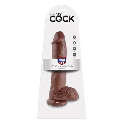 Dildo-COCK 10 INCH W/ BALLS BROWN