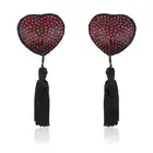 Toyz4Lovers - Heart Nipples Tassels Red. Czarne nasutniki z frędzlami i czerwonymi kryształkami. Mega sale!