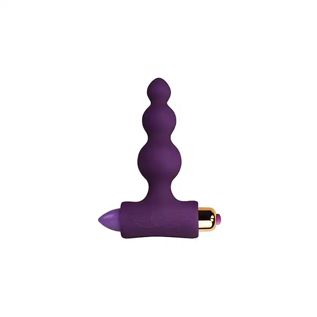 Rocks-Off - Petite Sensations Bubbles Purple. Wibrujący plug analny o falistej strukturze. Wodoodporny, jedwabiście gładki. 