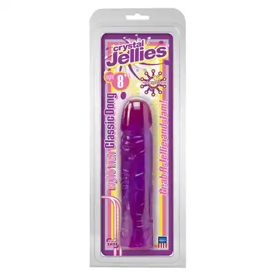 Dildo-CLASSIC JELLIES 8 INCH DONG PURPLE