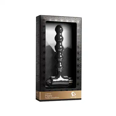 Rocks-Off - Petite Sensations Pearls Black. Wibrujący plug analny o strukturze koralików. Podłużny, aksamitnie gładki. 