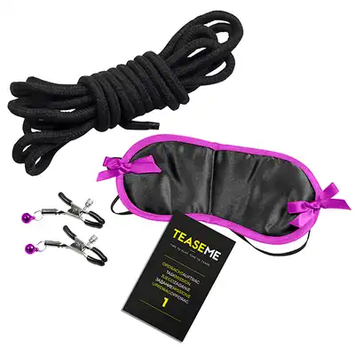 XXXME - TeaseME Time to Play, Time to Tease. Erotyczna gra dla par, pomagająca zrealizować i uwolnić fantazje! Polecenia w 10 językach, maska, lina i klamerki na sutki w zestawie.