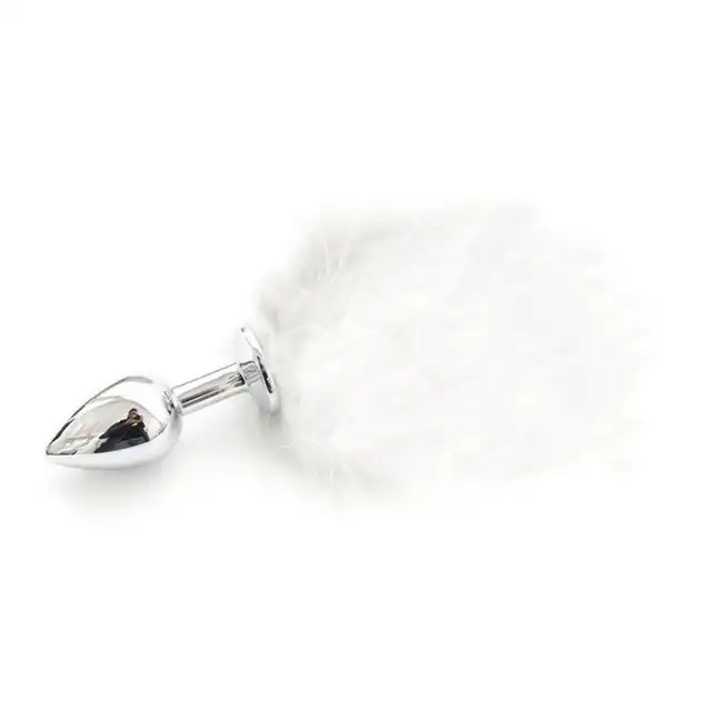 Toyz 4 Lovers - Pony Tail Anal Plug. Wtyczka analna z białym futerkiem. 6 cm długości i 2,5 cm szerokości.