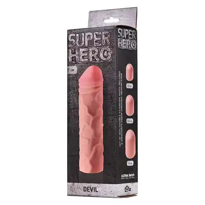 Stymulator-Penis sleeve SUPER HERO Devil. Przedłużka penisa, genialna stymulacja pochwy.  UltraSoft NeoSkin&amp;#x00AE; znakomita!