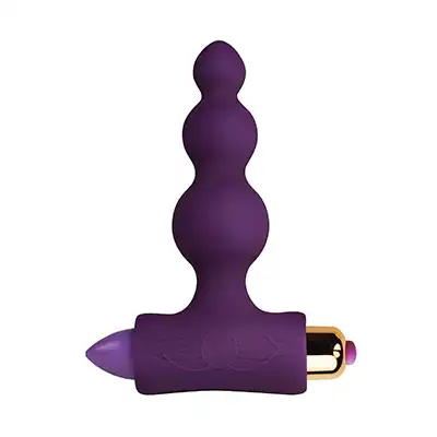 Rocks-Off - Petite Sensations Bubbles Purple. Wibrujący plug analny o falistej strukturze. Wodoodporny, jedwabiście gładki. 