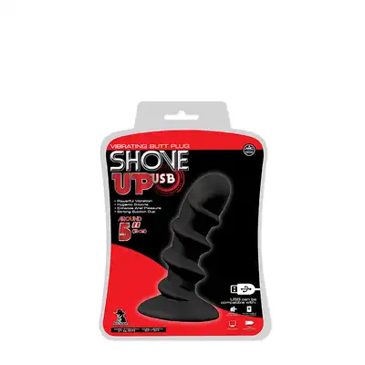 Plug/vibr-SHOVE UP 5INCH VIBRATING BUTTPLUG BLACK