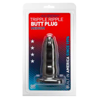 Plug-TRIPLE RIPPLE BUTT PLUG BLACK M