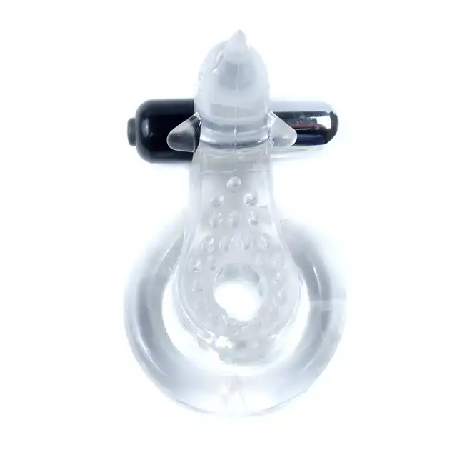 Boss Series - Vibro Cockring Dolphin Clear. Wibrujący żelowy pierścień erekcyjny delfinek. Lekki, elastyczny i silnie wibrujący. 
