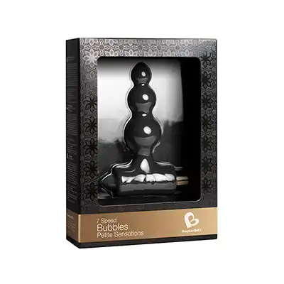 Rocks-Off - Petite Sensations Bubbles Black. Wibrujący plug analny o falistej strukturze. Wodoodporny, jedwabiście gładki. 