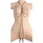 Master Series - Clit Clamp Set. Klamerki na sutki i waginę z długim łańcuchem. Piękna biżuteria na całe ciało. 