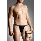Softline - Mens thongs 4496. Czarne stringi męskie z tęczową gumką. XL