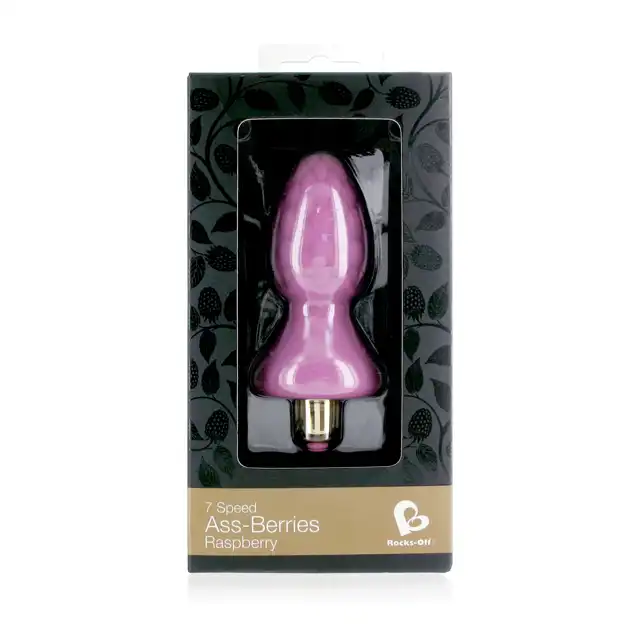 Rocks-Off - Ass-Berries 7-Speed Raspberry. 7 programowy wibrujący plug analny w kształcie słodkiej malinki!