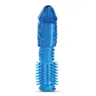 Bestseller - X-tra Sleeve. Niebieska nakładka na penisa ze specjalnymi wypustkami stymulującymi. Silne doznania! Wysokiej jakości materiał, nie uczula. 