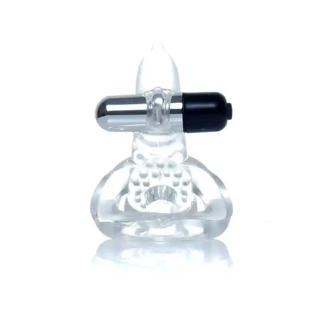 Boss Series - Vibro Cockring Dolphin Clear. Wibrujący żelowy pierścień erekcyjny delfinek. Lekki, elastyczny i silnie wibrujący. 