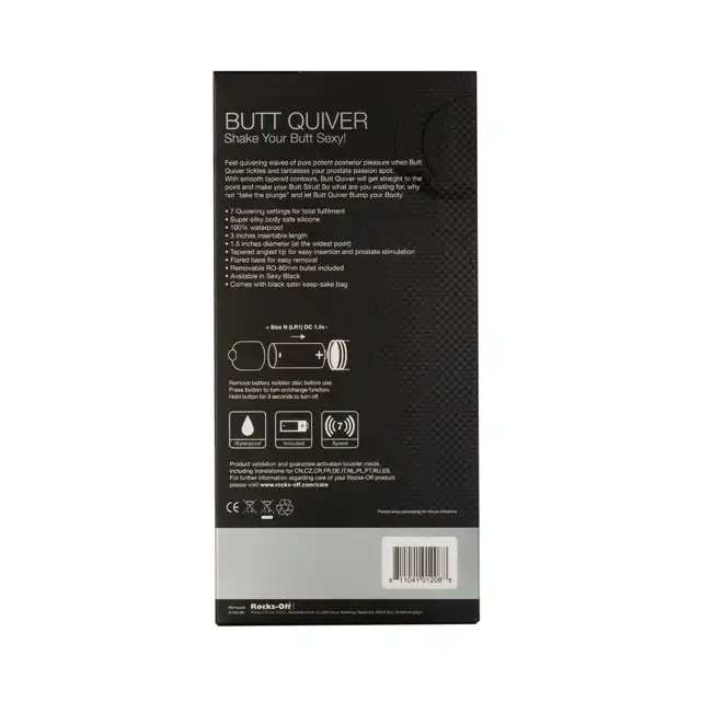 Rocks-Off - Butt Quiver 7 Speed. Wibrujący plug analny, stymulacja prostaty o unikatowym kształcie. 