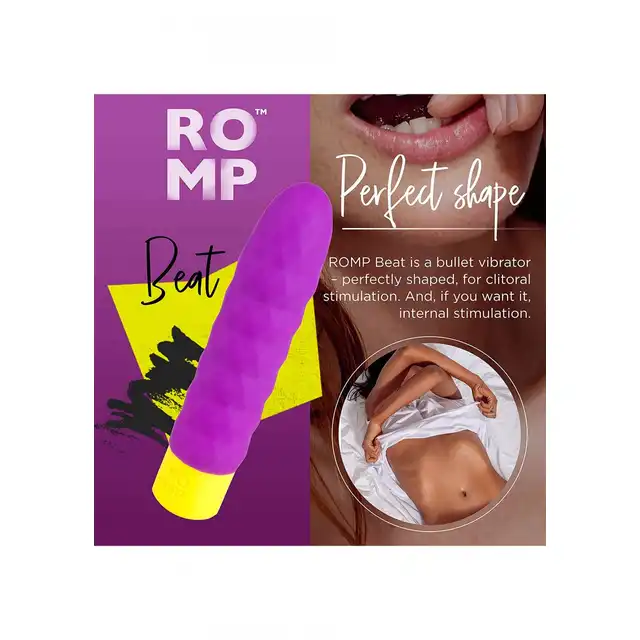 ROMP - Beat. Mini wibrator. 4 tryby silnych wibracji, 6 prędkości, wodoodporność, aksamitny silikon. 15 cm, kompaktowy rozmiar. 