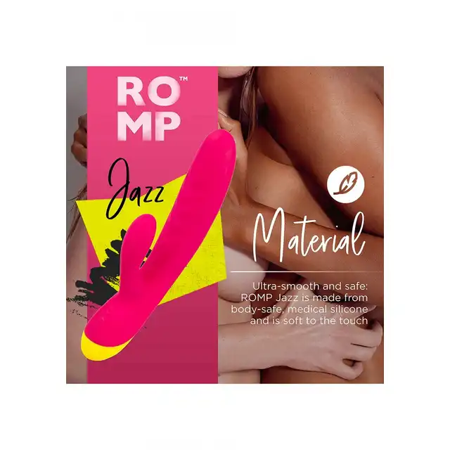 ROMP - Jazz. Wibrator z króliczkiem, klasyczny wzór - innowacyjny model. 4 tryby silnych wibracji, 6 prędkości,wodoodporność, aksamitny silikon. 
