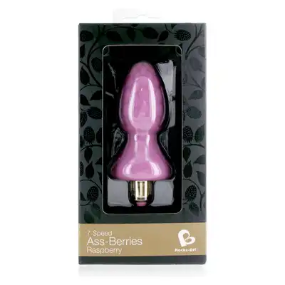 Rocks-Off - Ass-Berries 7-Speed Raspberry. 7 programowy wibrujący plug analny w kształcie słodkiej malinki!