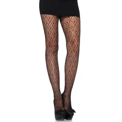 Leg Avenue - 85172 czarne wzorzyste rajstopy. Wygodne, delikatne w dotyku, elastyczne. One size. 