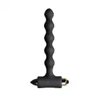 Rocks-Off - Petite Sensations Pearls Black. Wibrujący plug analny o strukturze koralików. Podłużny, aksamitnie gładki. 