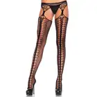 Leg Avenue - 85015 pończochy z pasem. Wygodne, elastyczne, klasyczny wzór. One size. 