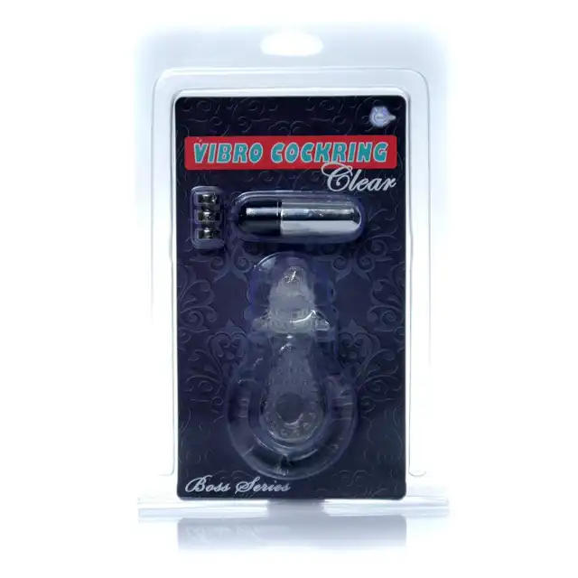 Boss Series - Vibro Cockring Dolphin Clear. Wibrujący żelowy pierścień erekcyjny delfinek. Lekki, elastyczny i silnie wibrujący. 