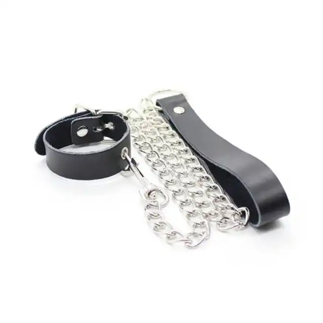 Toyz 4 Lovers - Collar and Leash. Obroża na nadgarstek ze smyczą. Bezpieczny i solidny zestaw z wytrzymałej, nie uczulającej ekoskóry i metalowego łańcucha. 