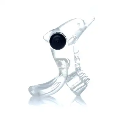 Boss Series - Vibro Cockring Dolphin Clear. Wibrujący żelowy pierścień erekcyjny delfinek. Lekki, elastyczny i silnie wibrujący. 