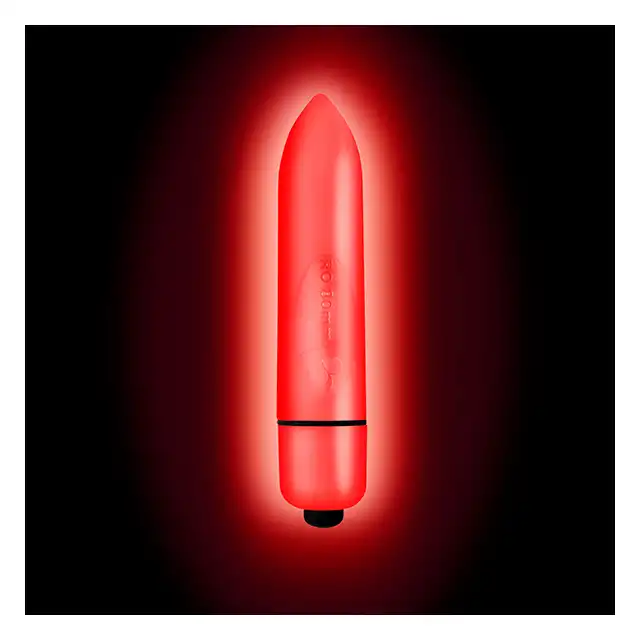 Rocks-Off - Neon Nights Quasar Red. Neonowy czerwony mini wibrator świecący w ciemności! 