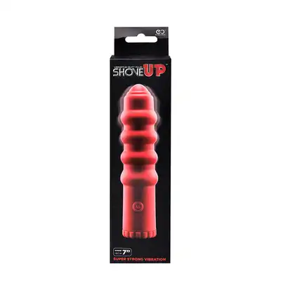 Plug/vibr-SHOVE UP 7INCH VIBRATING PLUG RED
