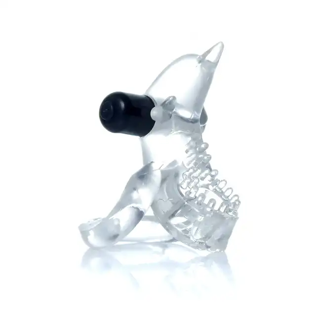Boss Series - Vibro Cockring Dolphin Clear. Wibrujący żelowy pierścień erekcyjny delfinek. Lekki, elastyczny i silnie wibrujący. 