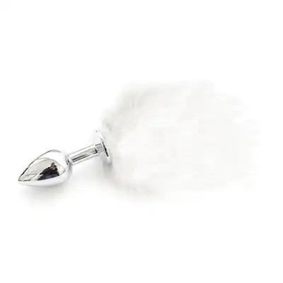 Toyz 4 Lovers - Pony Tail Anal Plug. Wtyczka analna z białym futerkiem. 6 cm długości i 2,5 cm szerokości.