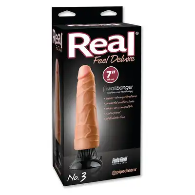 Pipedream - Real Feel Deluxe 7" No.3. Aksamitnie miękki, realistyczny wibrator. Wypukłe żyłki, super-realistyczny kształt i tekstura. Mocna przyssawka