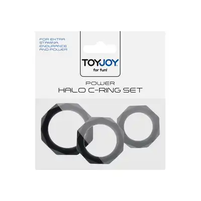 ToyJoy - Power Halo C-Ring Set. Trzy pierścienie o różnych rozmiarach, które można dostosować do indywidualnych potrzeb.