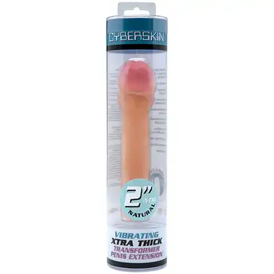 Stymulator-GUAINA FALLICA VIBRANTE CYBERSKIN 2 XTRA THICK VIBRATING TRANSFORMER PENIS EXTENSION LIGHT
