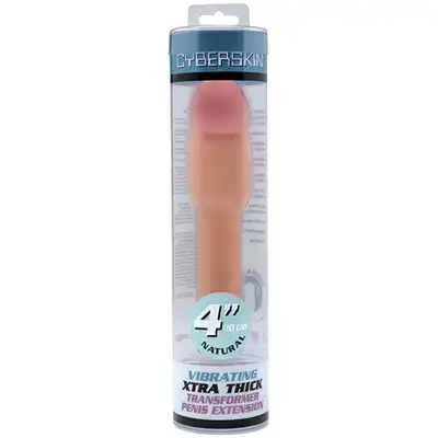 Stymulator-GUAINA FALLICA VIBRANTE CYBERSKIN 4 XTRA THICK VIBRATING TRANSFORMER PENIS EXTENSION LIGHT