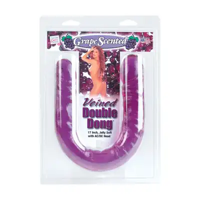 Dildo-VEINED DOUBLE DONG GRAPE SCENTED