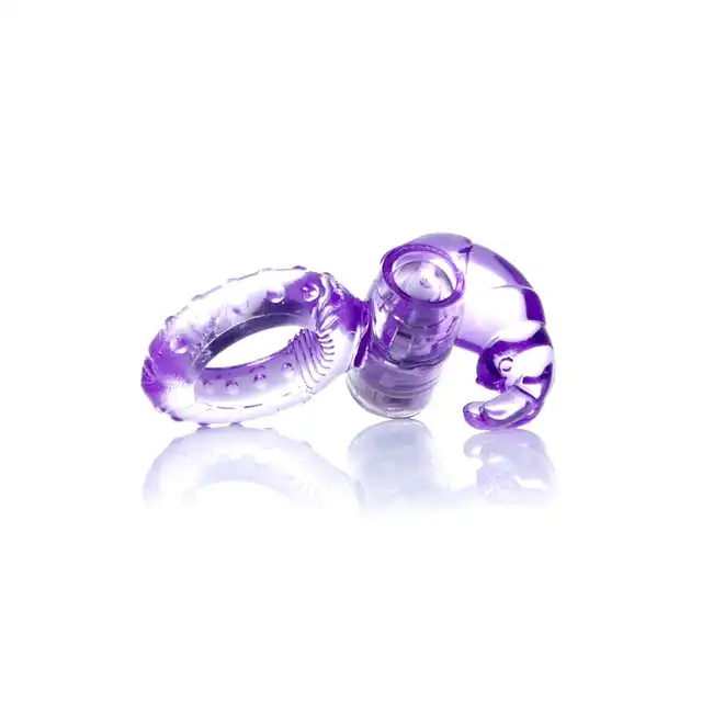 Bseries -  Vibro Cockring Purple. Wibrujący żelowy pierścień erekcyjny. Bestseller! 