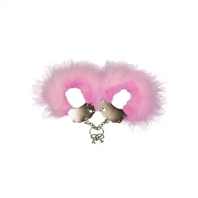 Kajdanki-Śmieszna zabawka-kadanki - Metallic Handcuffs,Feather Cov.. Pink