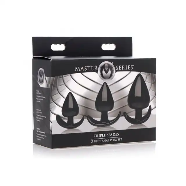Master Series PRO - Triple Spades 3-Piece Anal Plug Set. Zestaw treningowy żelowych korków analnych. Pakiet rozciągający anus.