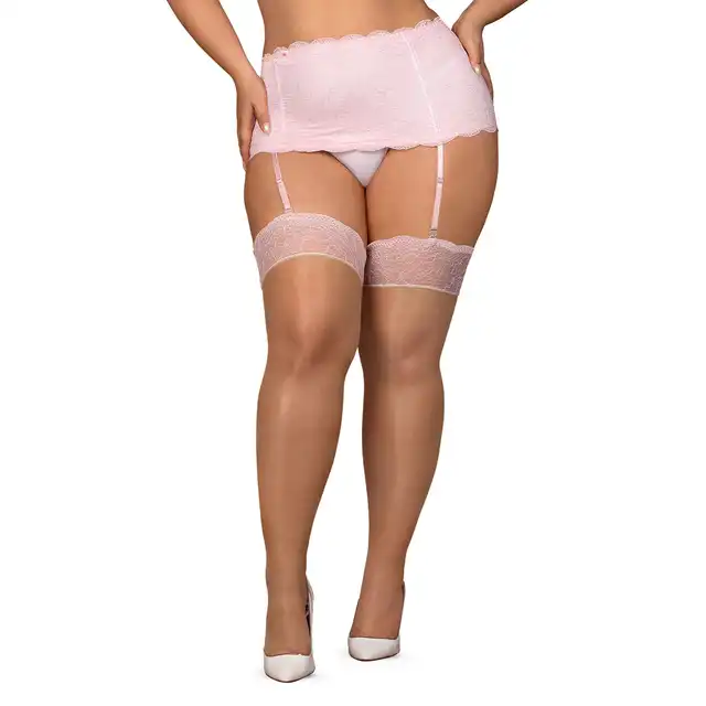 Obsessive-Girlly pończochy z różową koronką XXL