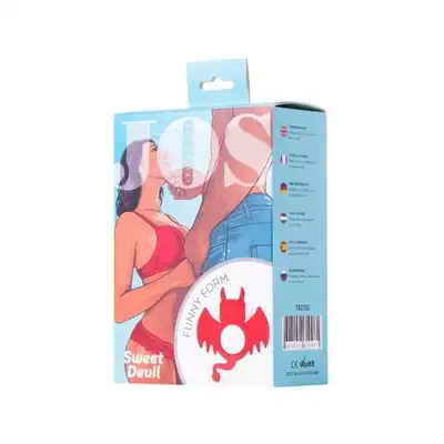 JOS - Sweet Devil Penis Vibrating Ring. Wibrujący ring - uroczy diabełek, miękki silikon, ultra gładki. 