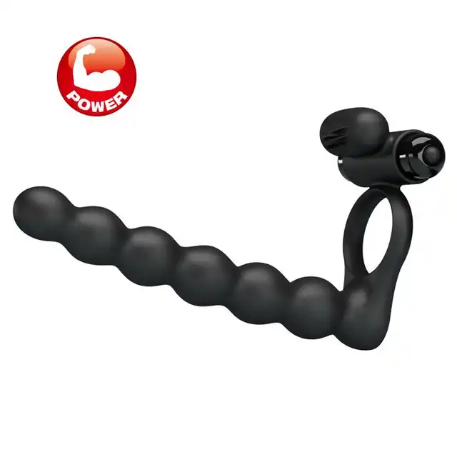 Pretty Love - Hercules Penis Sheath III. Ring erekcji z kulkami analnymi i stymulatorem łechtaczki. Potrójna stymulacja. 10 programów. Seks-maszyna.