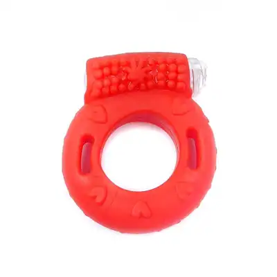 Boss Series - Vibro Cockring Red. Wibrujący żelowy pierścień erekcyjny, pojedynczy silniczek. Lekki, elastyczny. 