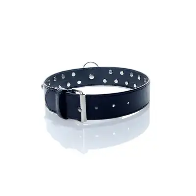 Fetish Boss Series - Collar Double Red Crystal 3 cm. Obroża z kryształkami. Prosta regulacja, wygodna szerokość.