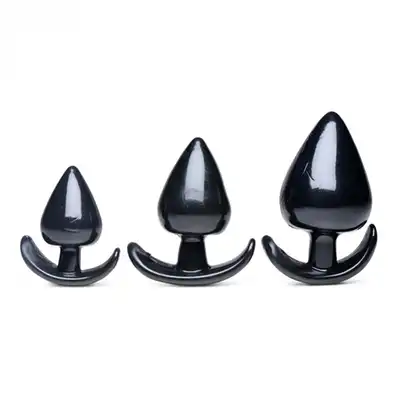 Master Series PRO - Triple Spades 3-Piece Anal Plug Set. Zestaw treningowy żelowych korków analnych. Pakiet rozciągający anus.