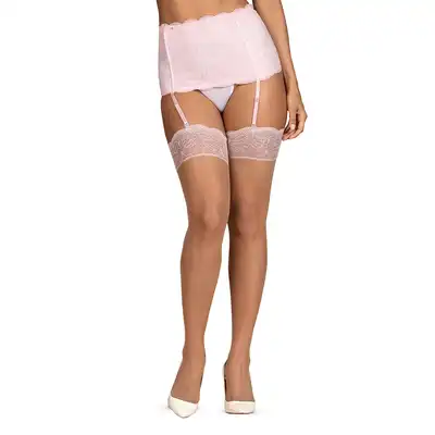 Obsessive-Girlly pończochy z różową koronką L/XL